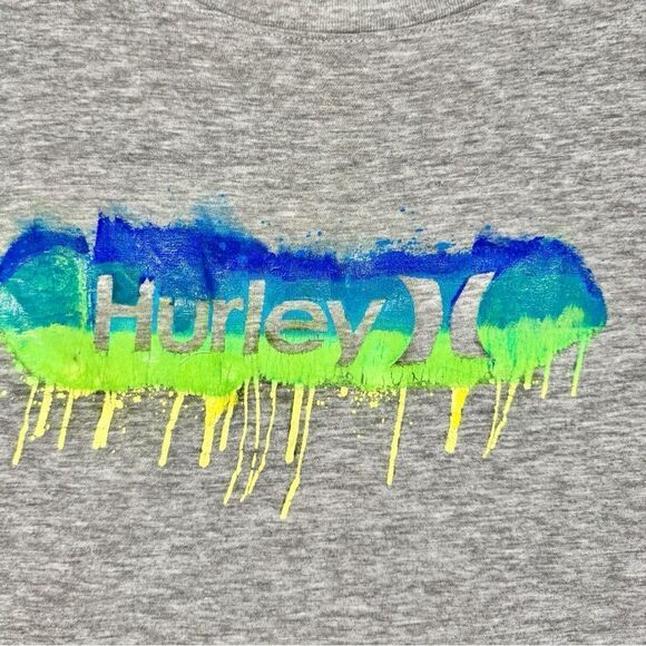Hurley Gray and Blue Short Sleeve Tee with Graphic Design Sz M - Picture 3 of 12